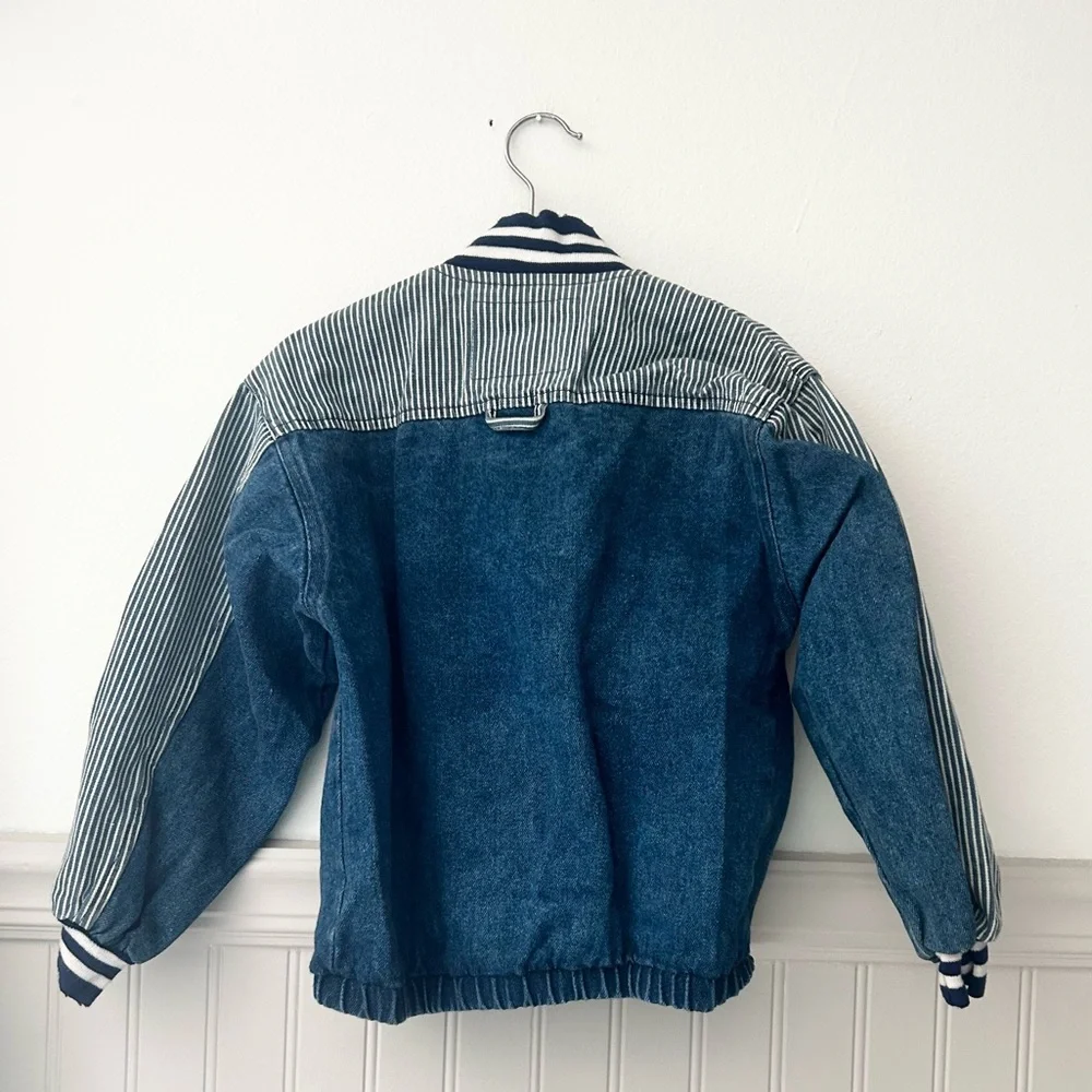 Vintage W.T. Quality Outerwear Size 5-6 Boys Kids Blue Jean Jacket Striped